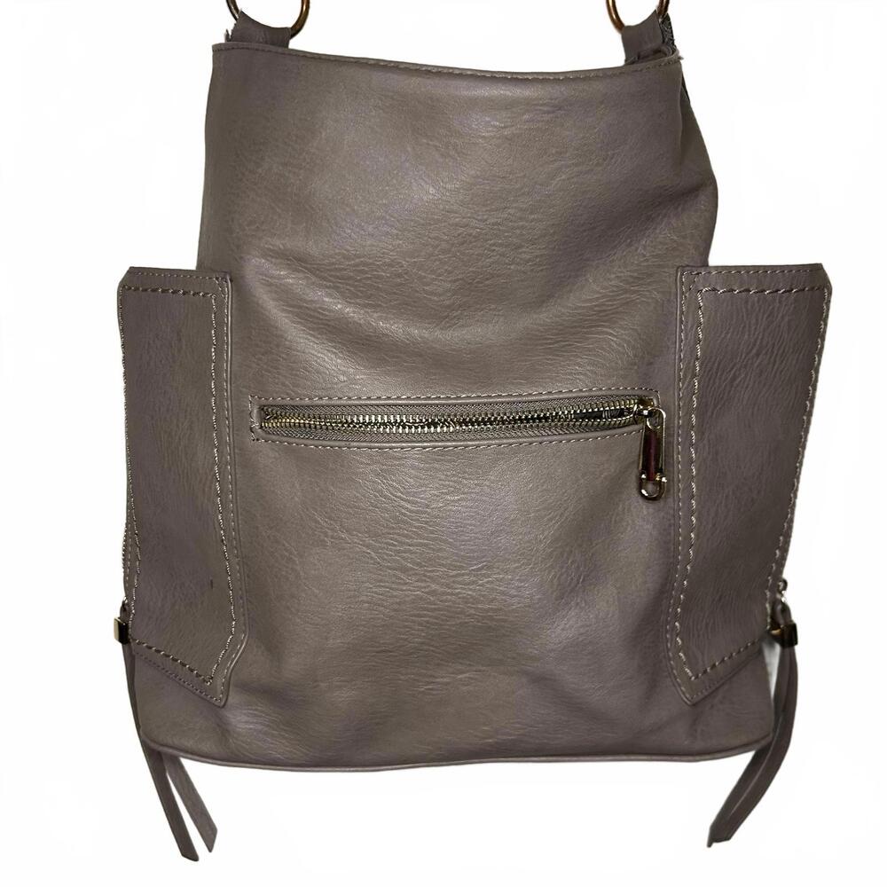 Myztique Hobo Style Purse Bag Mushroom Gray